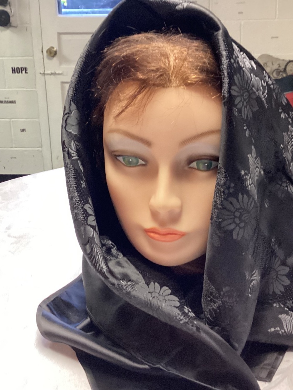 BLACK EMBOSSED SCARF MOURNING SCARF STYLISH 💃💃💃